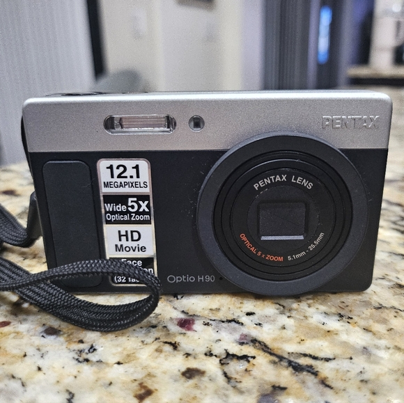 Pentax Optio H90 Digital Camera - Black and Silver